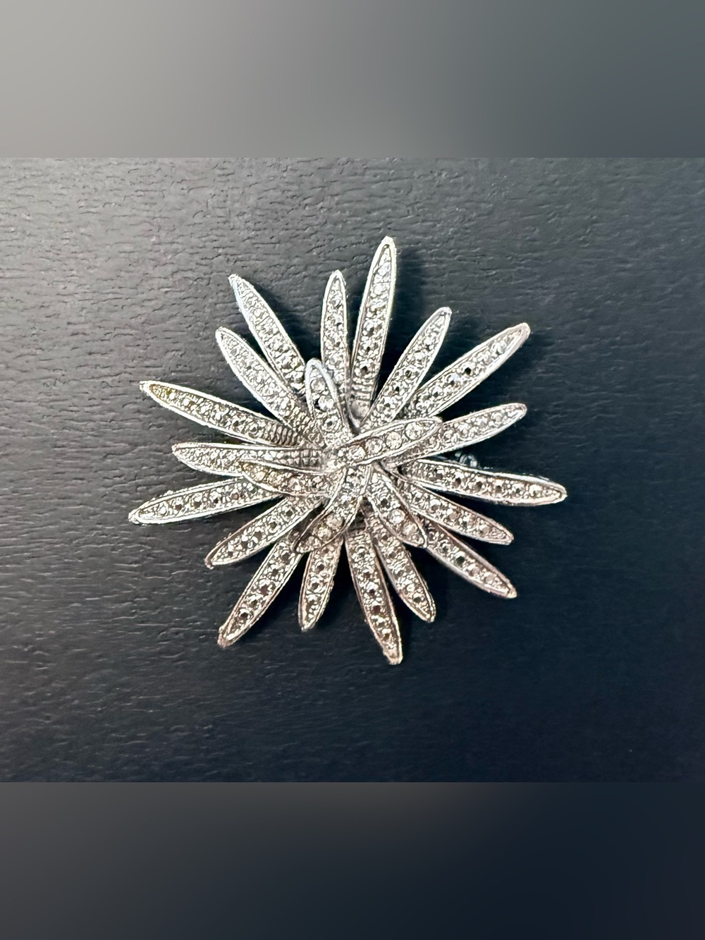 Silver Rhinestone Starburst Brooch